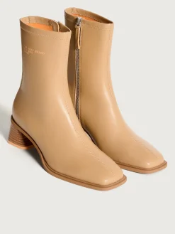 DATE BEIGE HEELED ANKLE BOOT