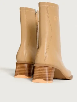 DATE BEIGE HEELED ANKLE BOOT