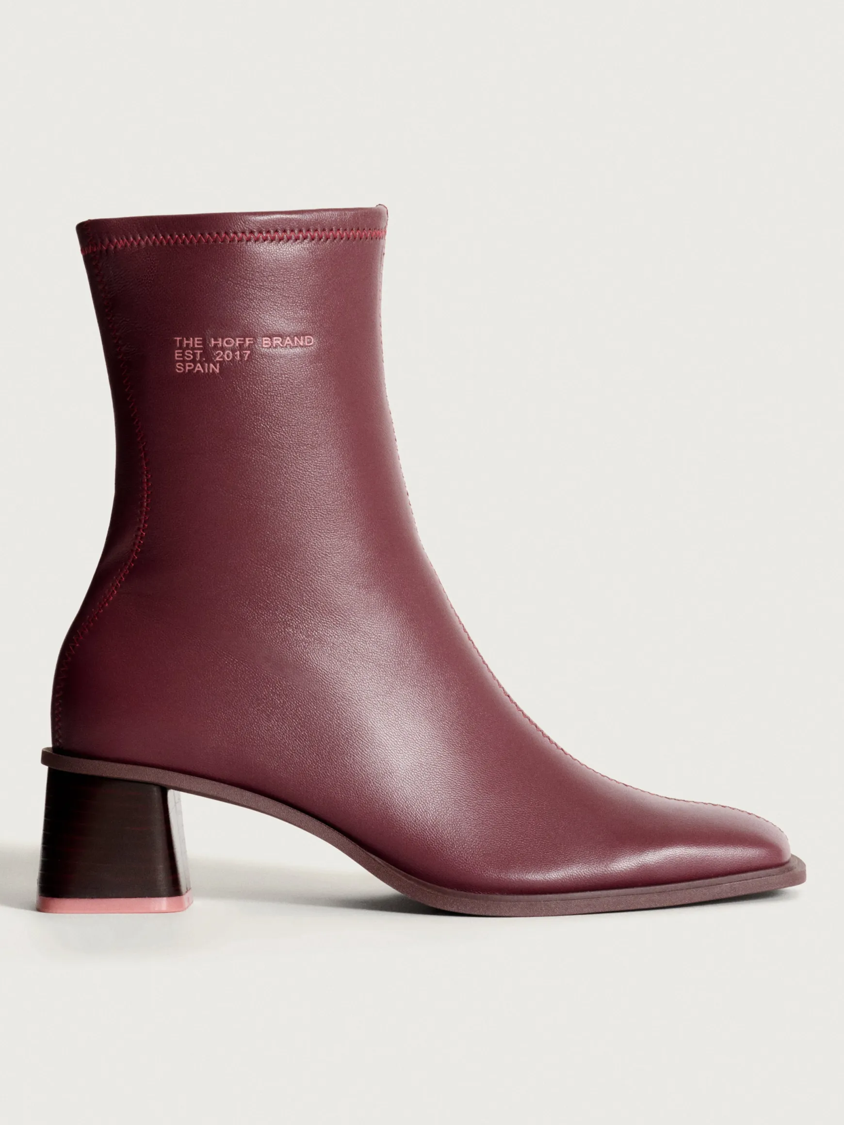 DATE BURGUNDY HEELED ANKLE BOOT