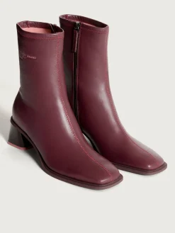 DATE BURGUNDY HEELED ANKLE BOOT