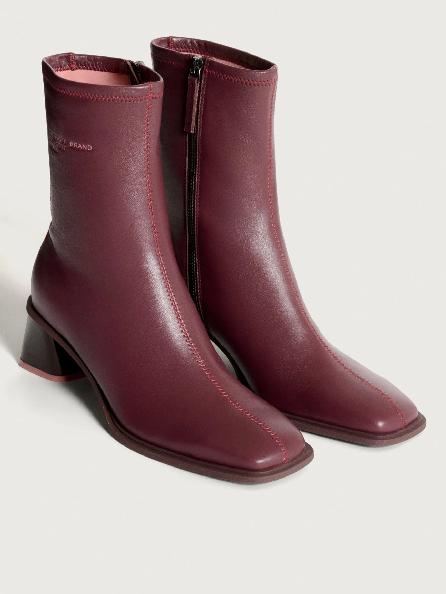 DATE BURGUNDY HEELED ANKLE BOOT