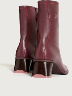 DATE BURGUNDY HEELED ANKLE BOOT