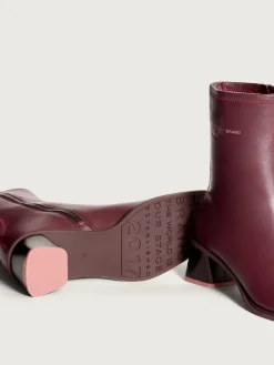 DATE BURGUNDY HEELED ANKLE BOOT