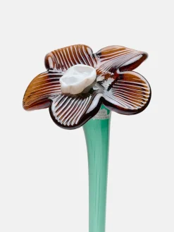 MOUTHBLOWN CRYSTAL FLOWER BROWN