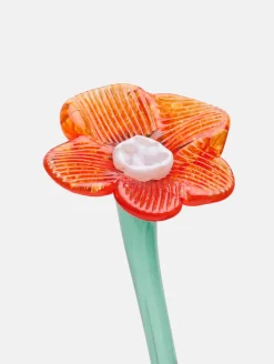 MOUTHBLOWN CRYSTAL FLOWER ORANGE