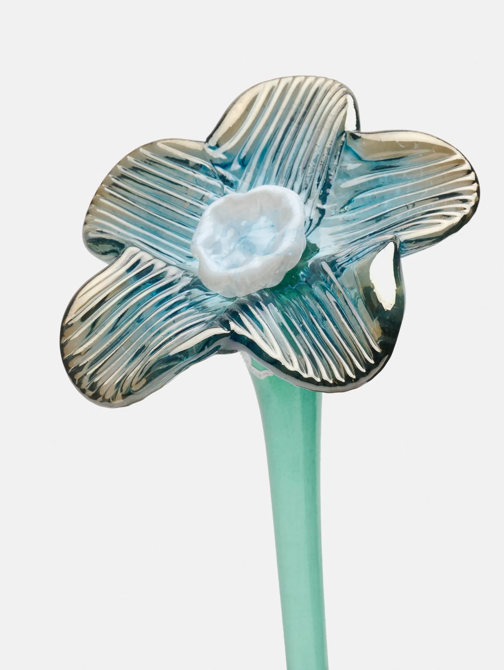 MOUTHBLOWN CRYSTAL FLOWER SILVER