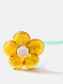 MOUTHBLOWN CRYSTAL FLOWER MUSTARD