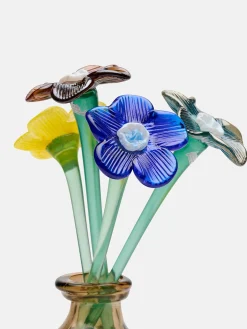 MOUTHBLOWN CRYSTAL FLOWER BROWN