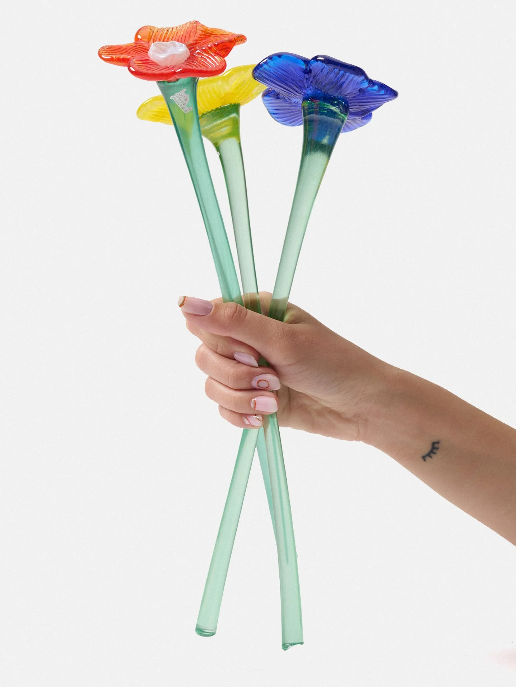 MOUTHBLOWN CRYSTAL FLOWER YELLOW