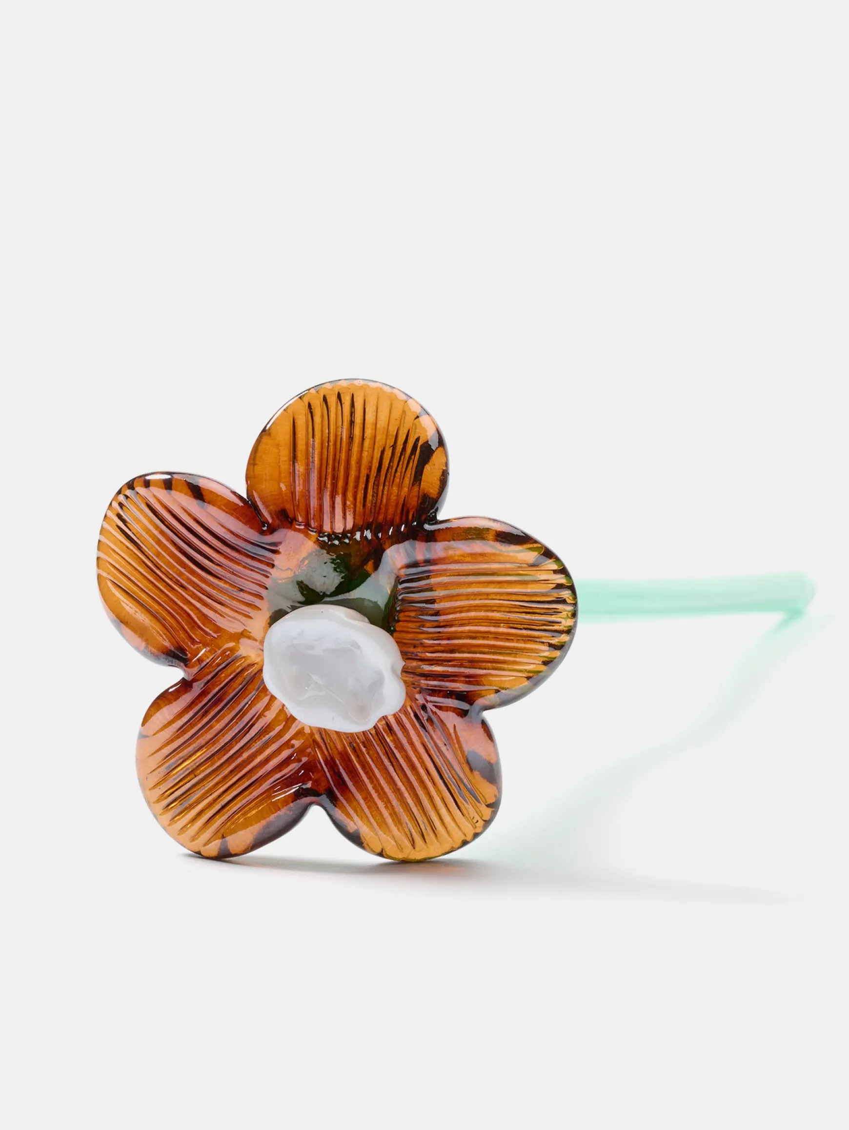 MOUTHBLOWN CRYSTAL FLOWER BROWN