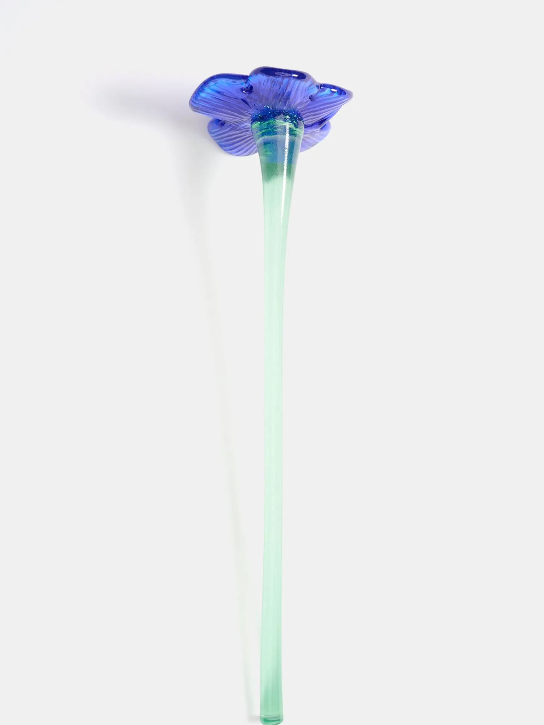 MOUTHBLOWN CRYSTAL FLOWER BLUE